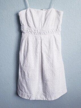 Lilly Pulitzer Strapless White Eyelet Embellished Dress Size 8